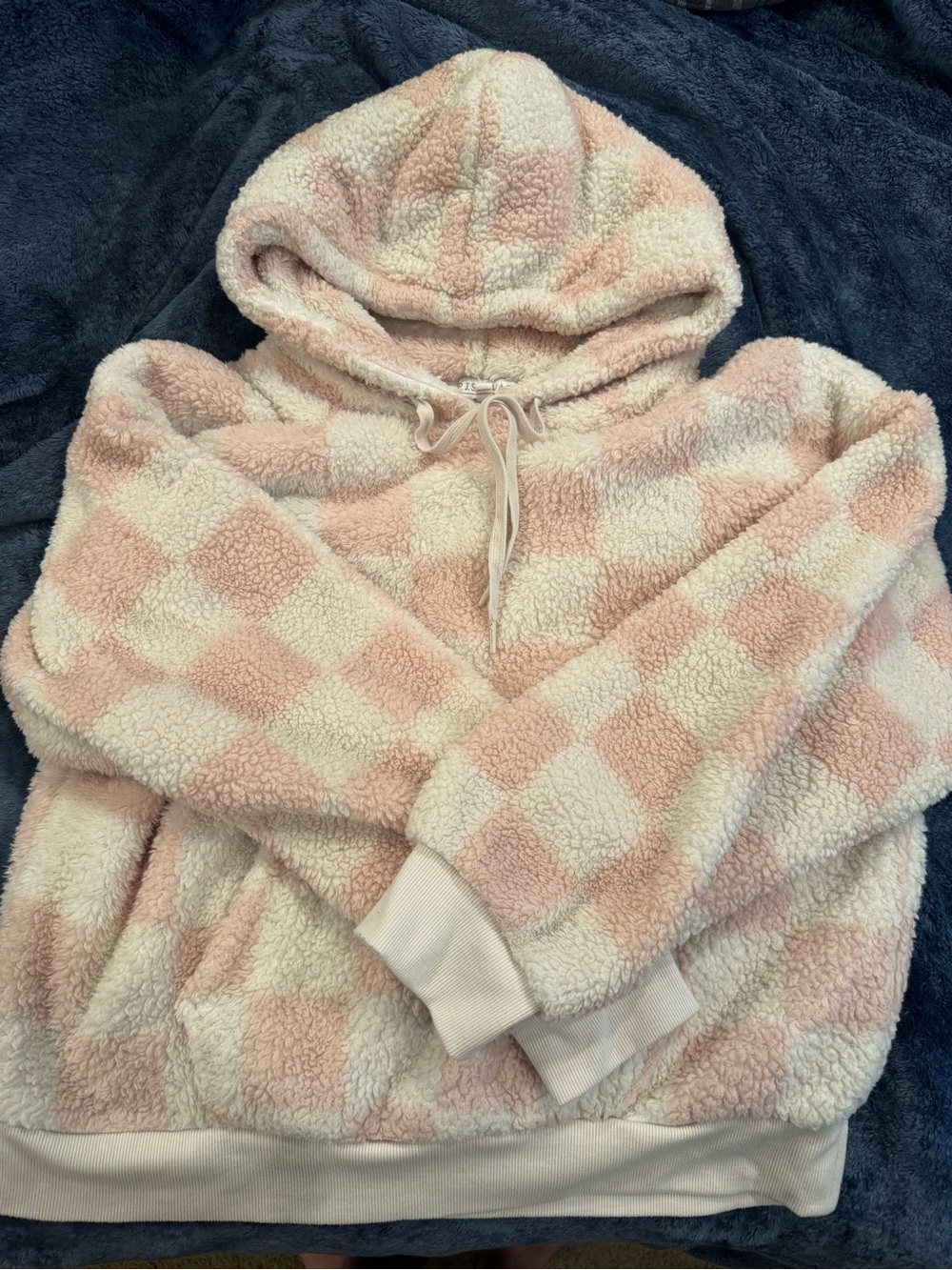 P.J. Salvage Plush Sherpa Hoodie in Blush and Cream